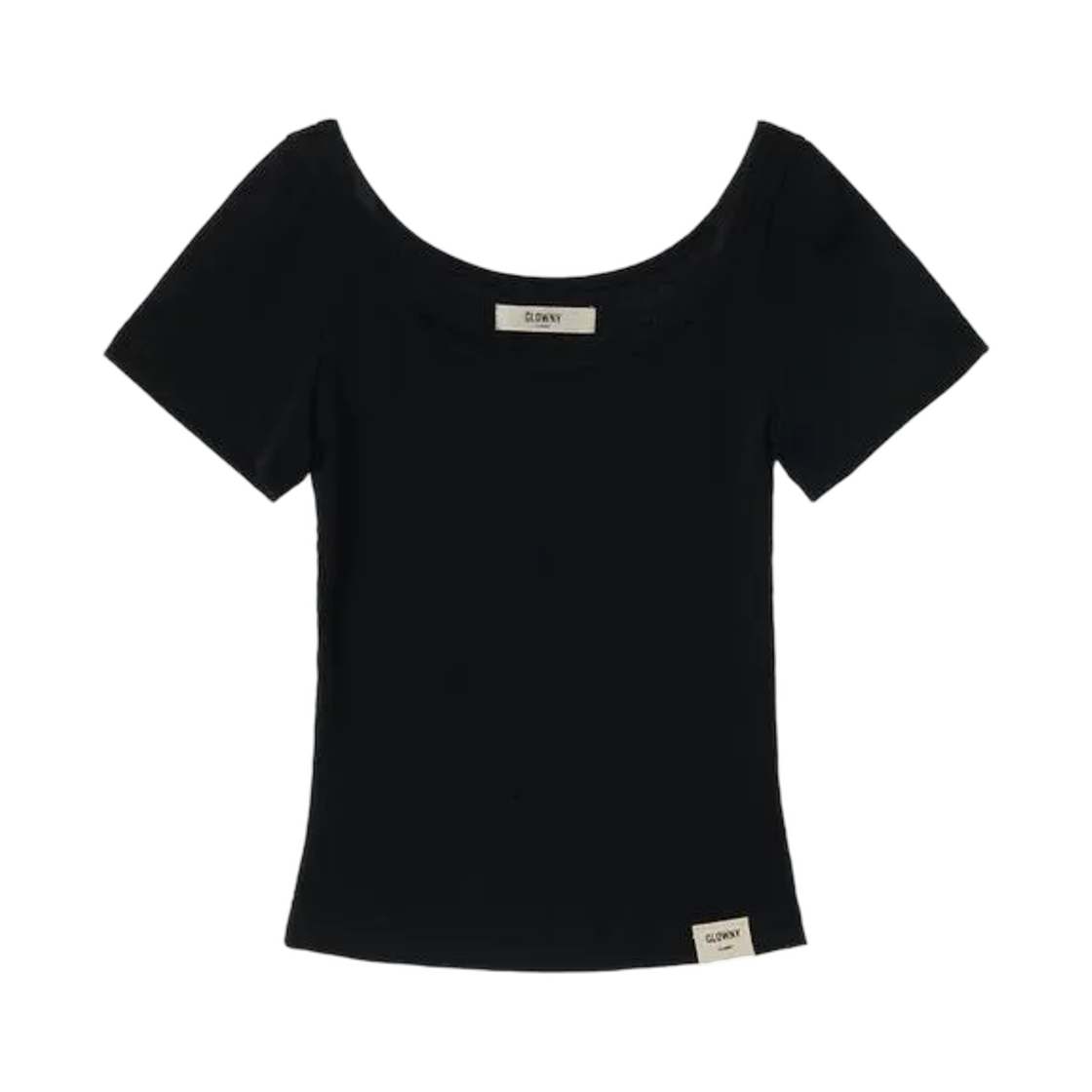 (W) 글로니 G 클래식 립 티셔츠 블랙((W) Glowny G Classic Rib T-Shirt Black) - 1