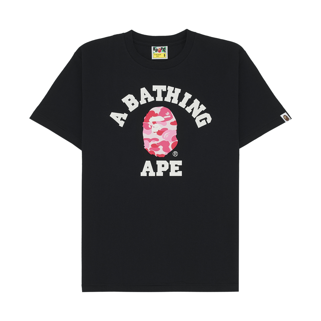 베이프 ABC 카모 컬리지 티셔츠 블랙 핑크(BAPE ABC Camo College T-Shirt Black Pink)