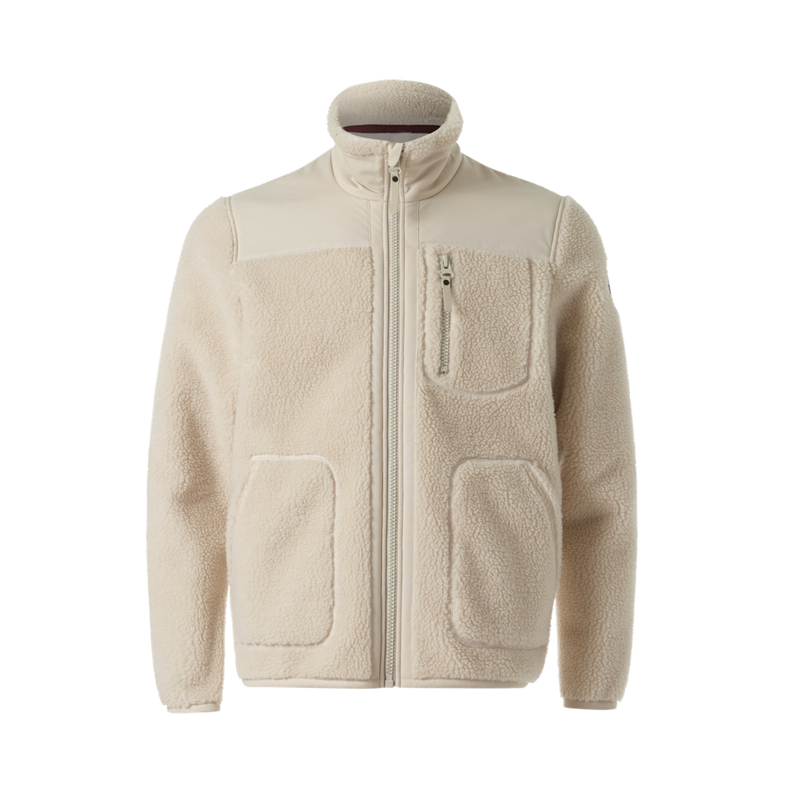 8771954 DECATHLON Men's Hiking Sherpa Fleece Jacket SH900 Linen Beige