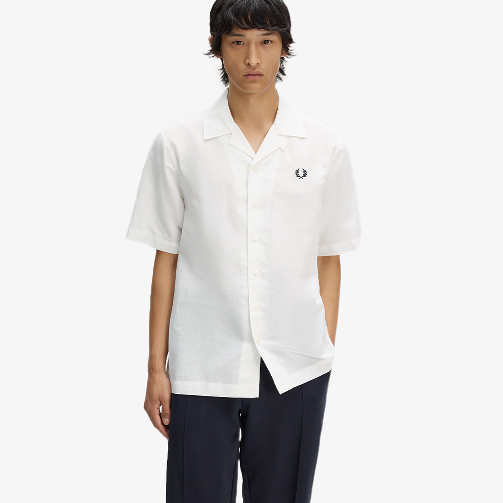 프레드페리 리넨 블렌드 리비어 칼라 셔츠 스노우 화이트(Fred Perry Linen Blend Revere Collar Shirt Snow White) - 3