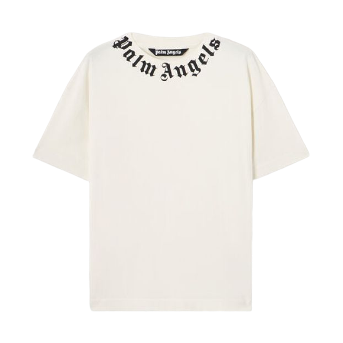 팜엔젤스 넥 로고 레귤러 티셔츠 - 오프 화이트 블랙(Palm Angels Neck Logo Regular Tee - Off White Black)