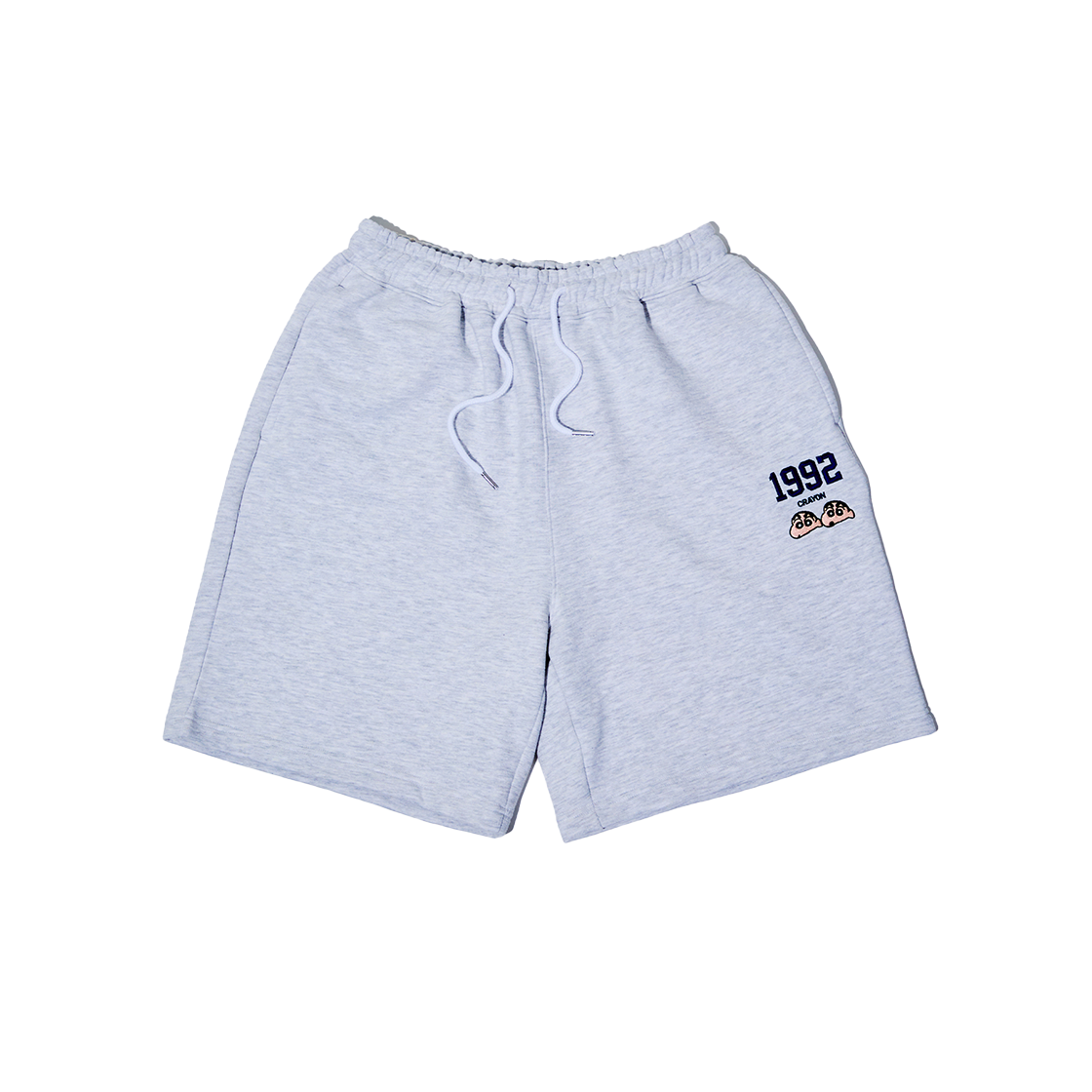 댄꼼마 X 짱구 1992 트레이닝 반바지 (멜란지 그레이)(DANCOMMA x Crayon Shin-chan 1992 Sweat Shorts (Melange Gray))