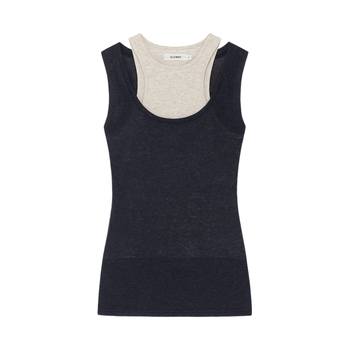 - (W) Glowny Soft Layered Scoop Top Navy