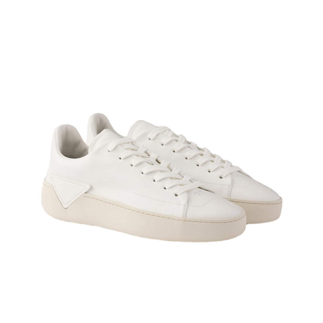 (W) 프라다 코트 레더 스니커즈 화이트((W) Prada Court Leather Sneakers White) - 2