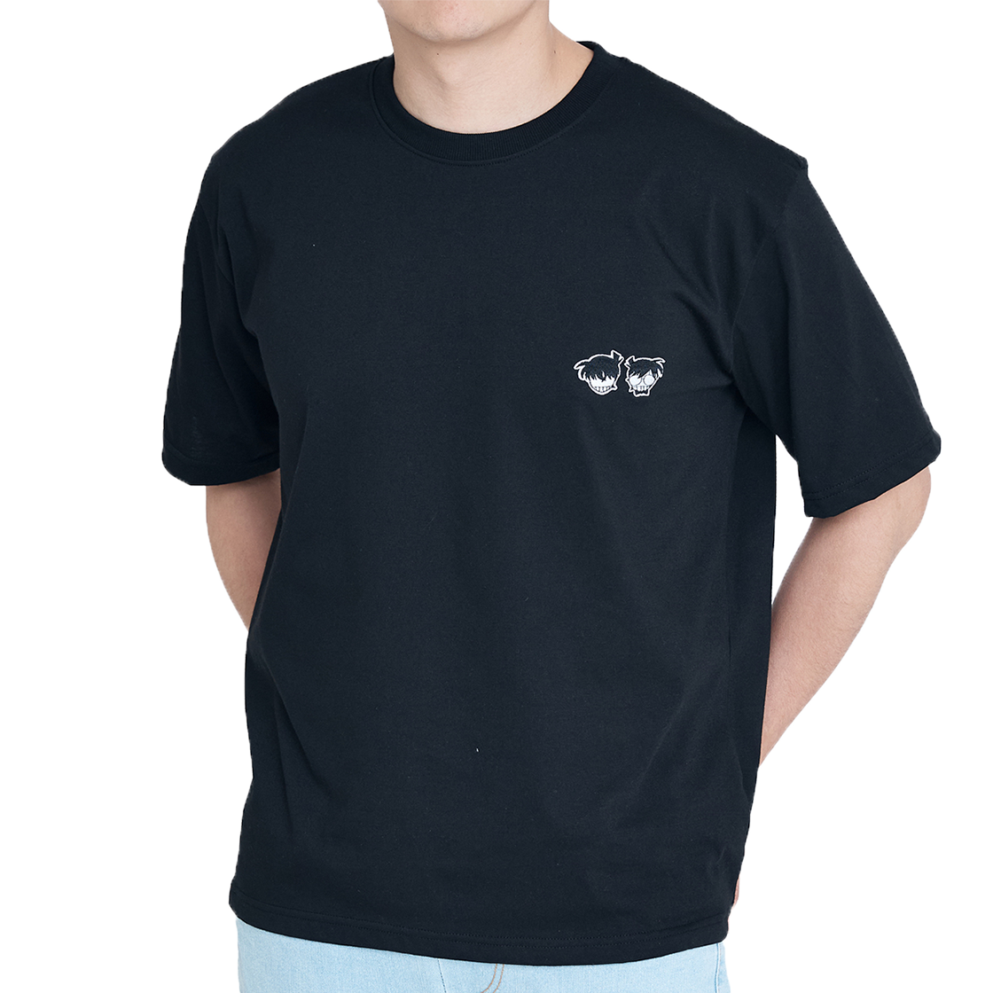 댄꼼마 x 명탐정 코난 코난&남도일 자수 반팔 티셔츠(DANCOMMA × Detective Conan Conan & Shinichi Embroidered Short Sleeve T-Shirt) - 4
