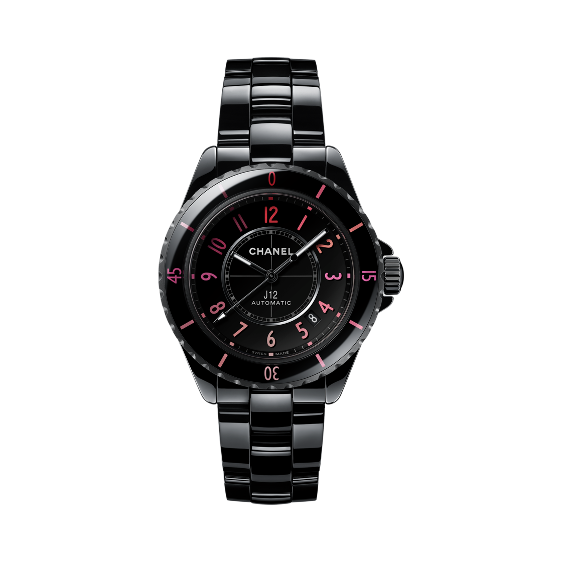 샤넬 J12 블러쉬 워치 칼리버 12.1 38mm 블랙 세라믹 매트 블랙 스틸(Chanel J12 Blush Watch Caliber 12.1 38mm Black Ceramic Matte Black Steel)