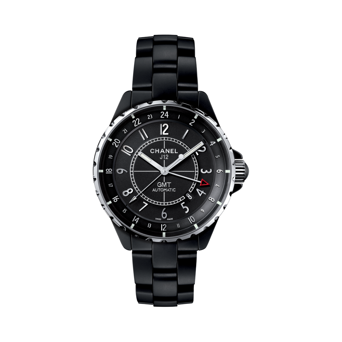 샤넬 J12 GMT 워치 41mm 매트 블랙 세라믹 스틸(Chanel J12 GMT Watch 41mm Matte Black Ceramic Steel)