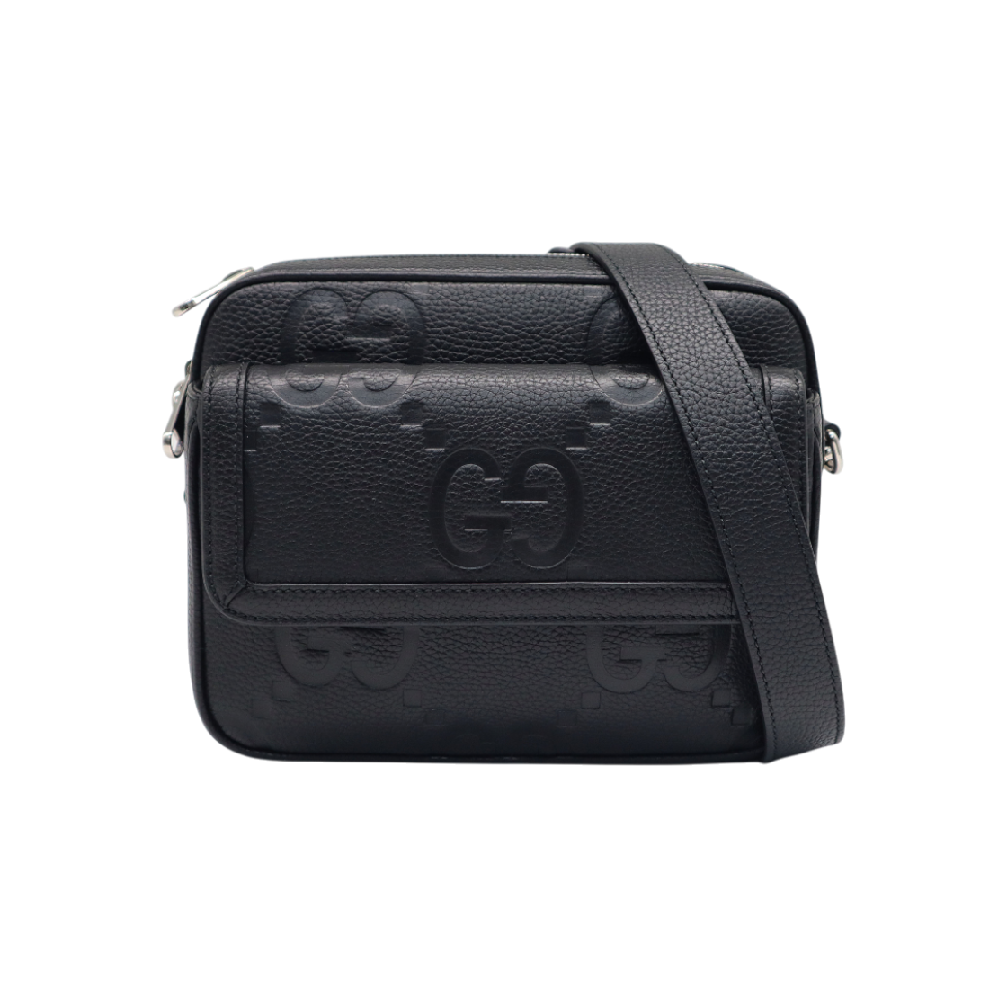 ITWNMCOQGSCM Gucci 794088 Black Jumbo GG Leather Small Crossbody Bag