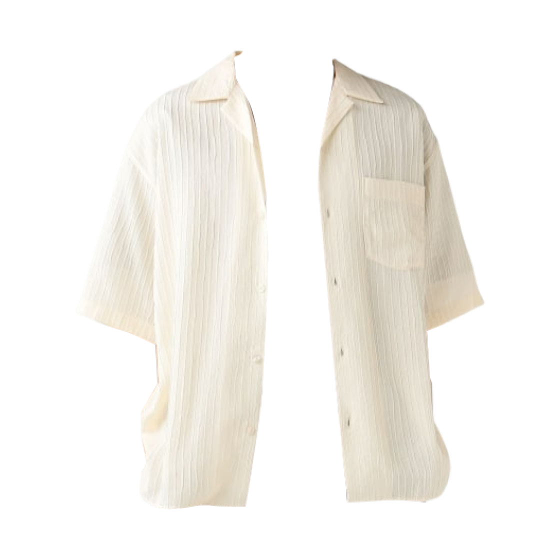 42-01-0101-459 Beams Heart Tucked Striped Willow Open Collar Shirt Light Yellow