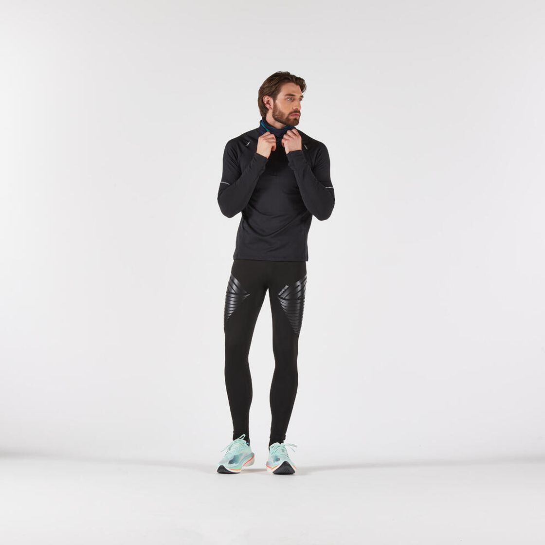데카트론 남성 하프집 러닝 긴팔 티 런 웜 500 스모크 블랙(DECATHLON Men's Half-Zip Running Long-Sleeved T-Shirt Run Warm 500 Smoke Black) - 3