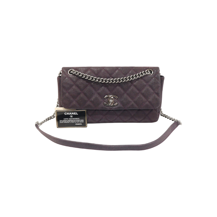 IT9NICSWQ9NC Chanel Purple Matte Caviar Nubuck Lady Pearly Medium Flap Shoulder Bag 16 Series