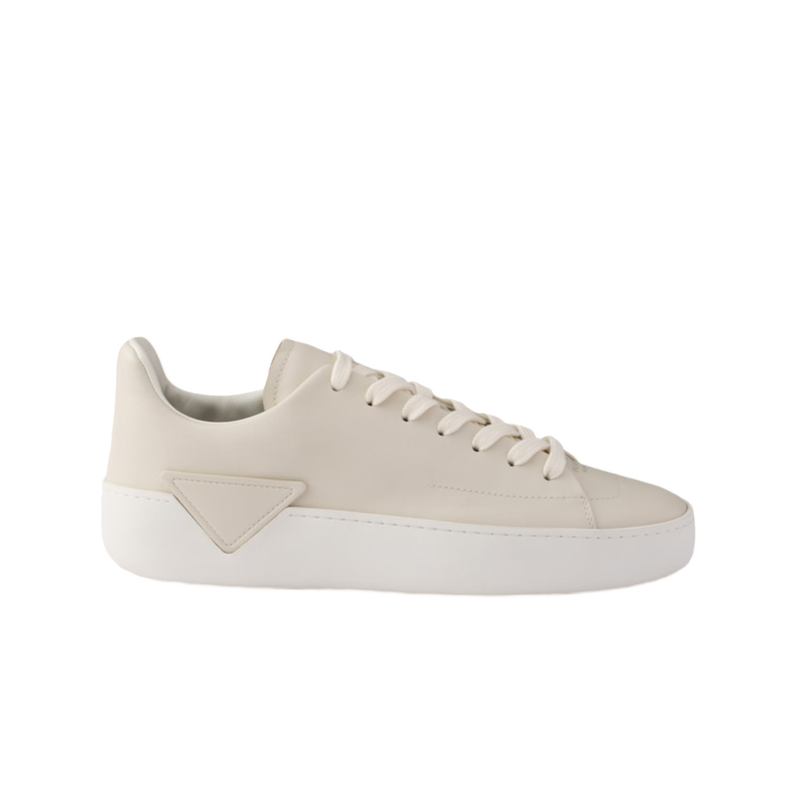 1E530O-070-F0K74 (W) Prada Court Leather Sneakers Chalk White