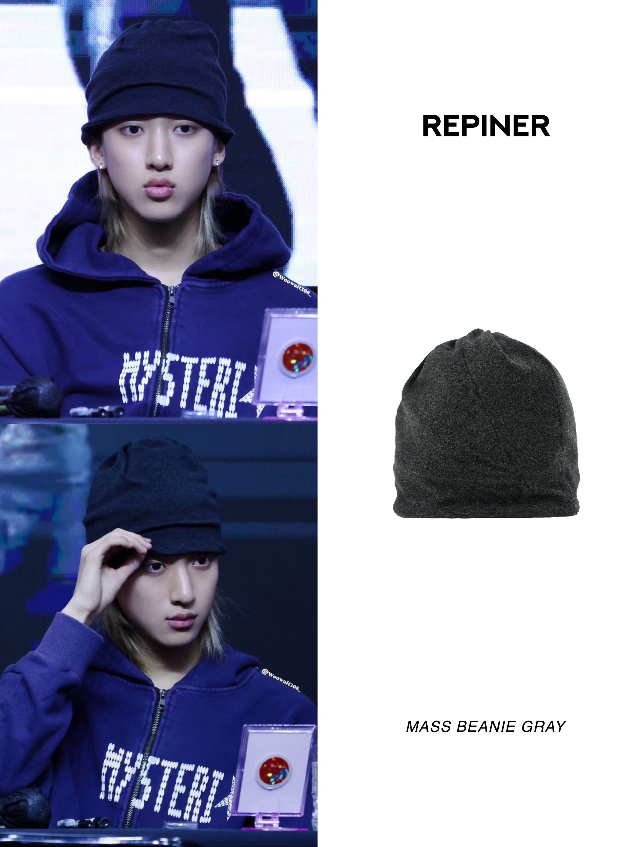 REPINER Mass Beanie Gray 착용 스타일 - 2