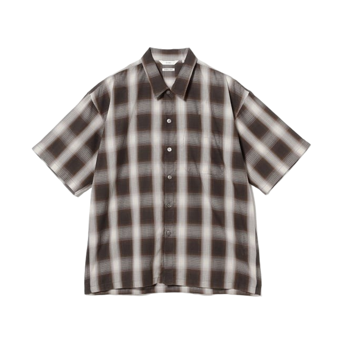 11-01-1669-803 Beams Ombre Check Mini Regular Collar Shirt Relaxed Fit Black