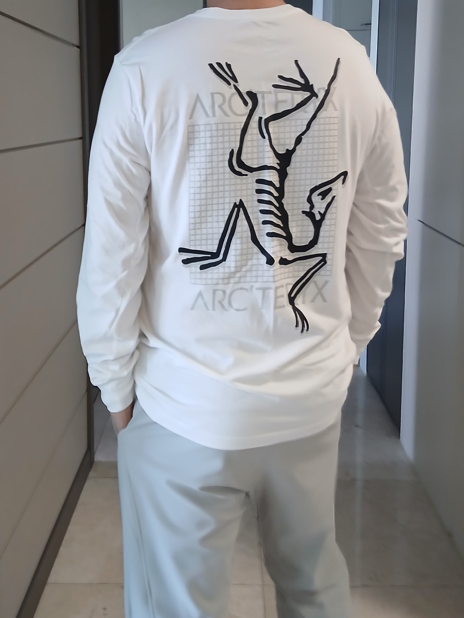 Arc'teryx Arc'Multi Bird Logo LS T-Shirt White Light 착용 스타일 - 1
