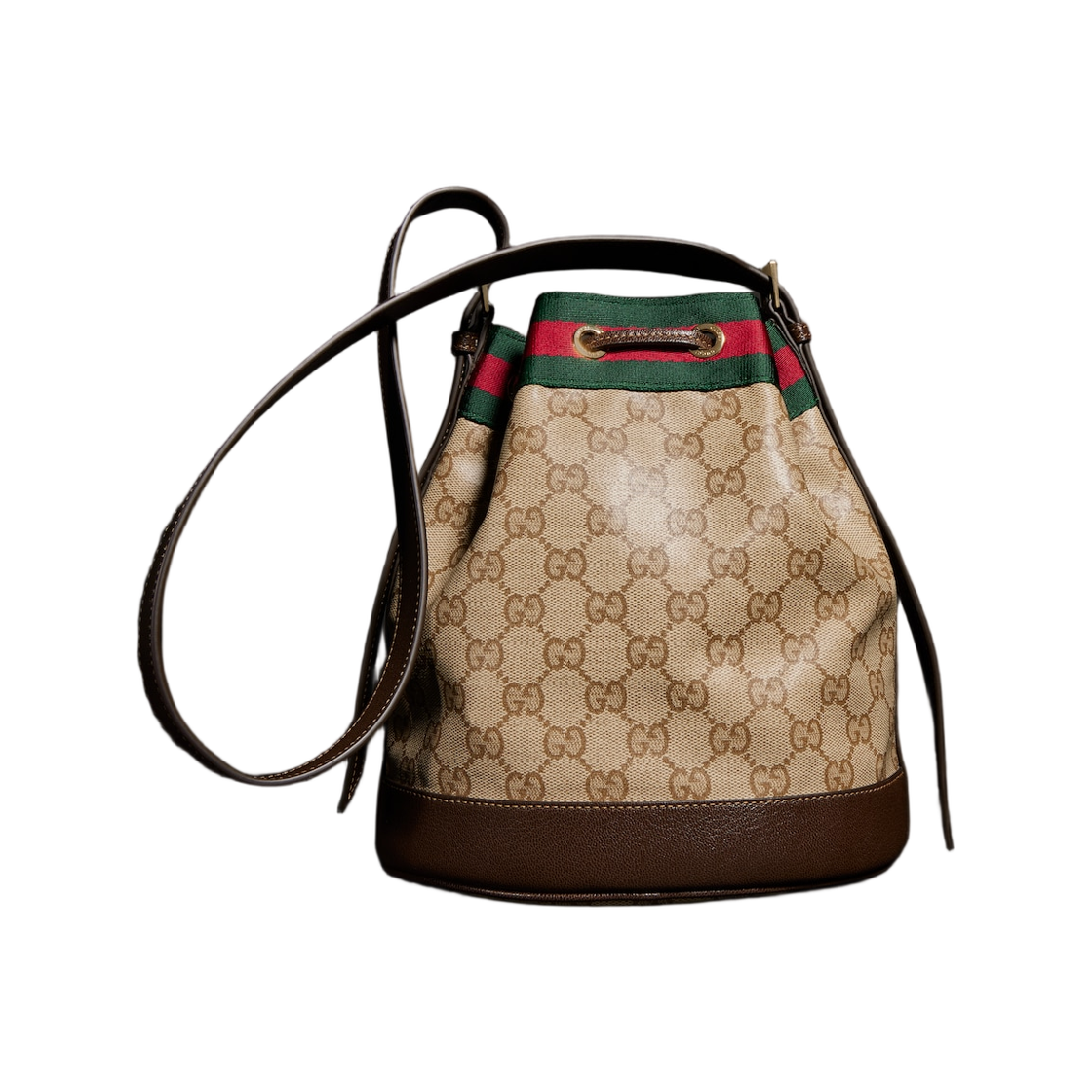 구찌 웹 스몰 버킷백 샌드 다크 브라운(Gucci Web Small Bucket Bag Sand Dark Brown) - 1