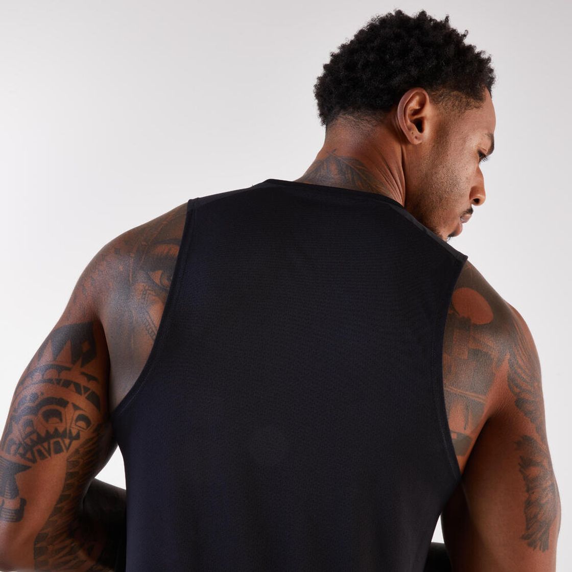 데카트론 남성 러닝 싱글렛 런 100 스모크 블랙(DECATHLON Men's Running Singlet Run 100 Smoke Black) - 4