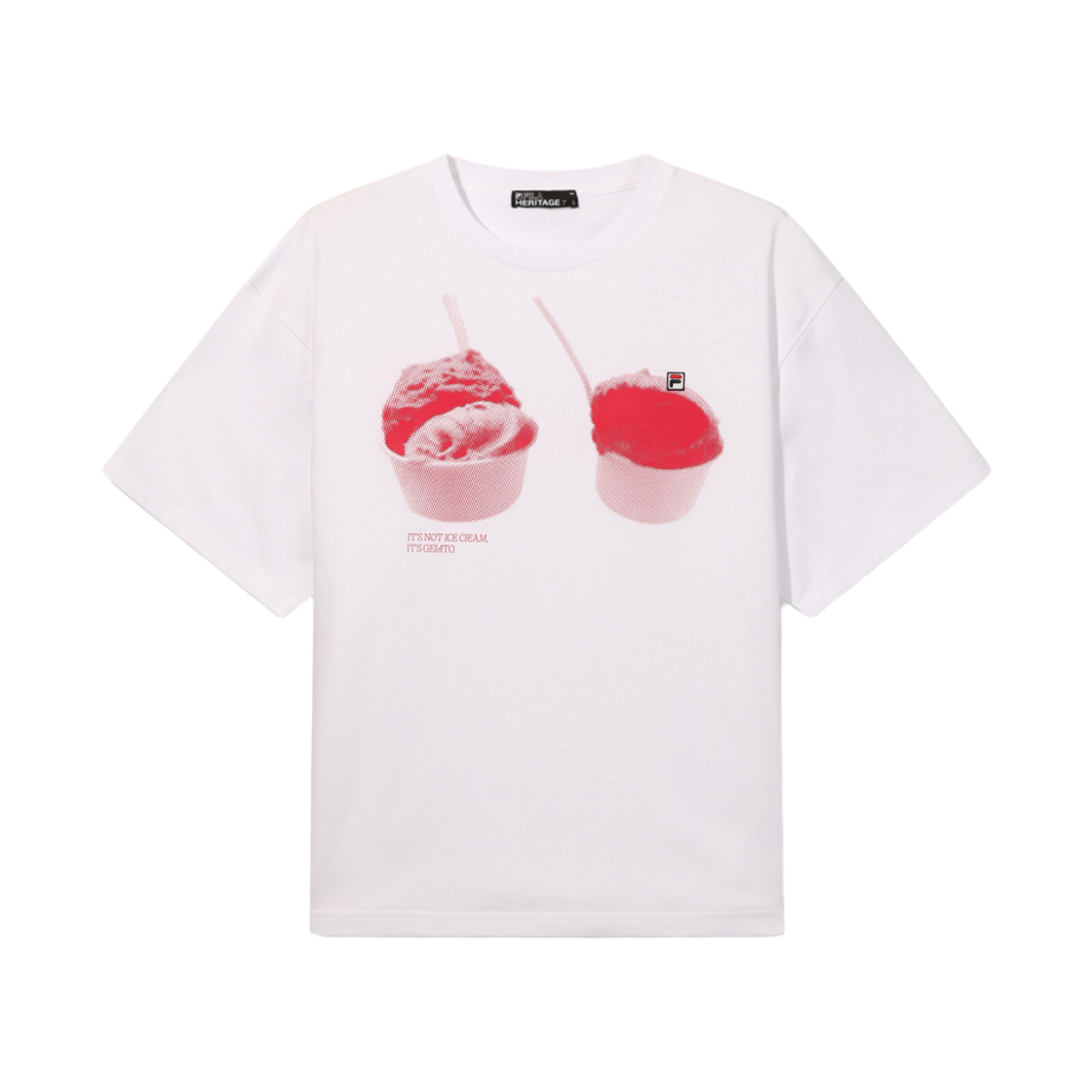 [6% 적립] 휠라 HERITAGE COLLECTION 오버핏 피케 반팔티 화이트([6% 적립] FILA HERITAGE COLLECTION Front Big Graphic T-Shirt White)