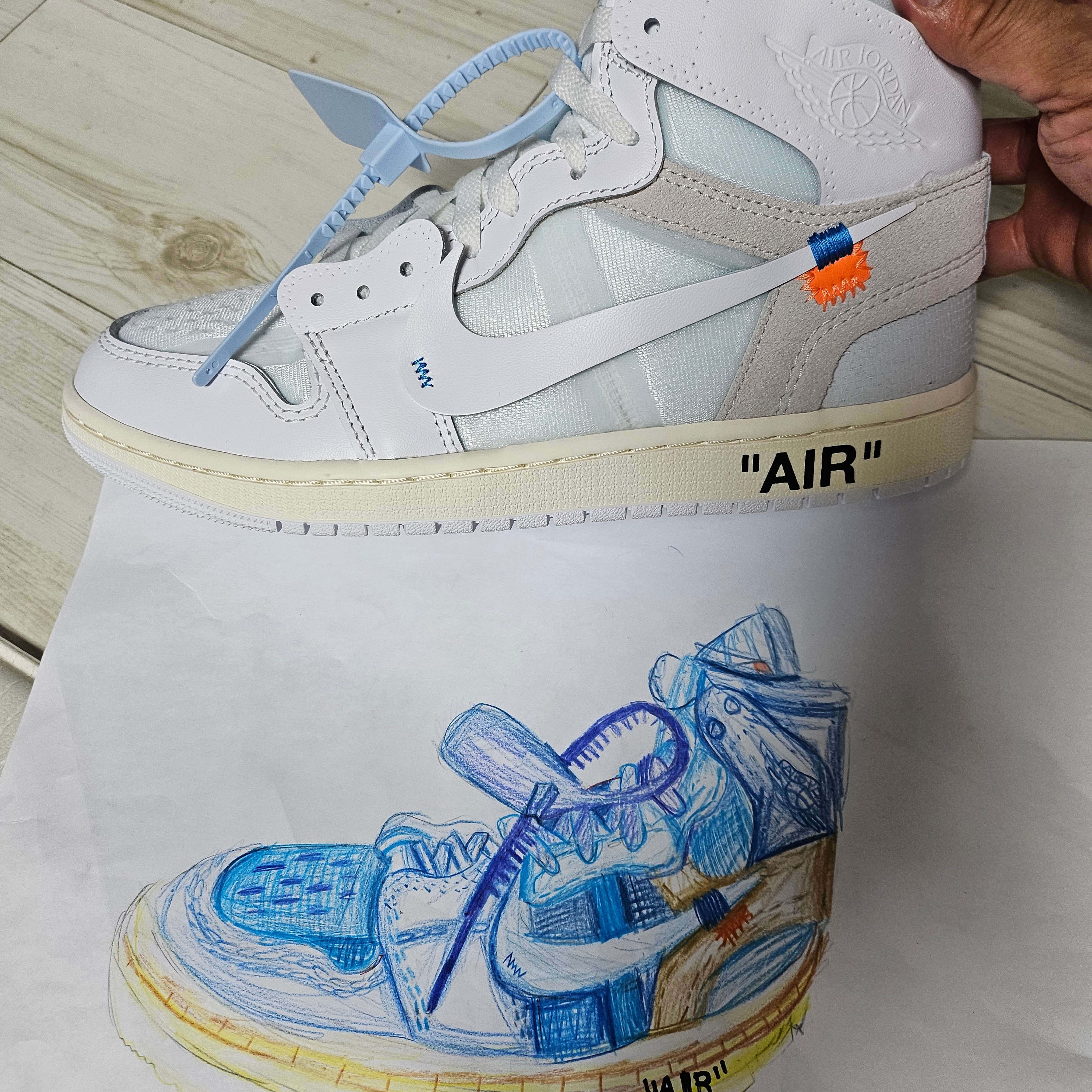 Jordan 1 x Virgil Abloh Archive Retro High Alaska White 착용 스타일 - 2