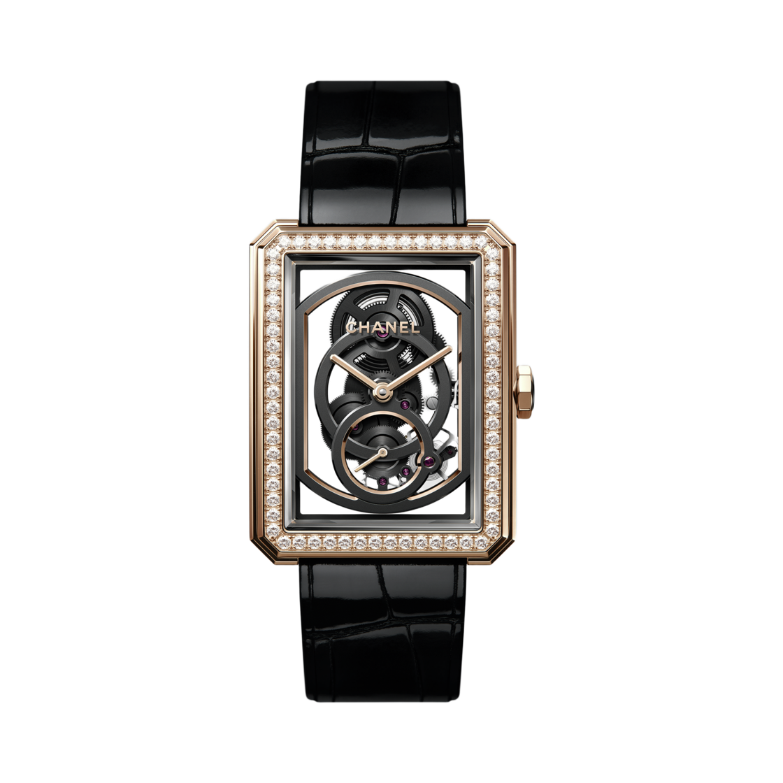 샤넬 보이프렌드 스켈레톤 워치 라지 모델 베이지 골드 다이아몬드(Chanel Boy·Friend Skeleton Watch Large Model Beige Gold Diamonds)