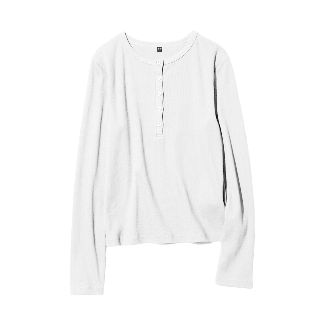 479591-01 (W) Uniqlo Ribbed Henley Neck Long Sleeve T-Shirt Off White - JP