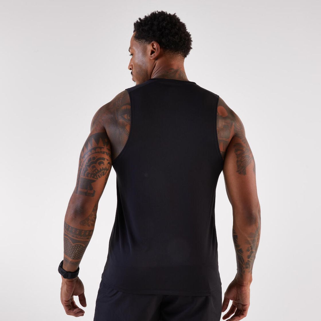 데카트론 남성 러닝 싱글렛 런 100 스모크 블랙(DECATHLON Men's Running Singlet Run 100 Smoke Black) - 3