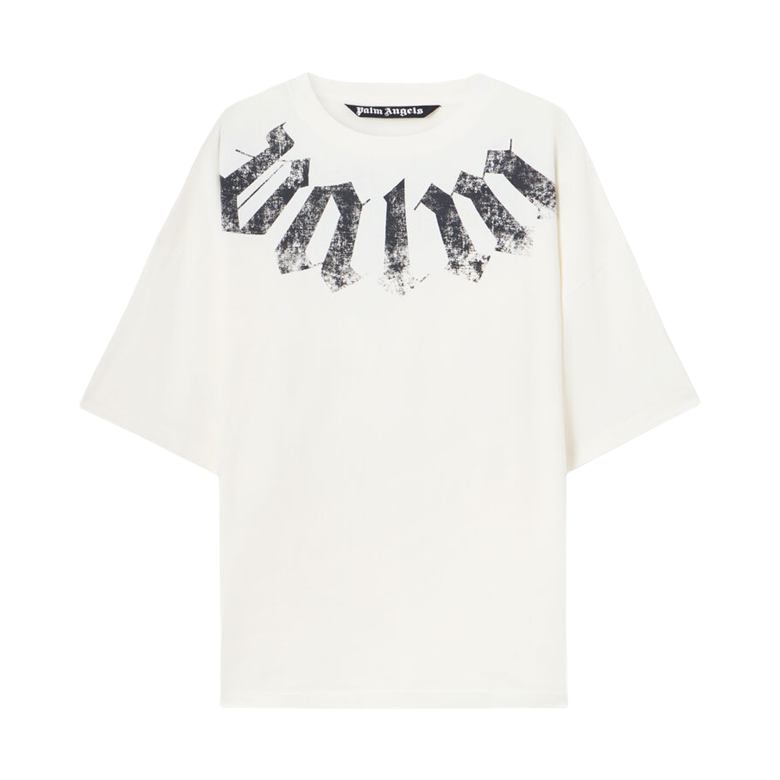팜엔젤스 빅 넥 로고 루즈 티셔츠 - 화이트 블랙(Palm Angels Big Neck Logo Loose Tee - Off White Black) - 1