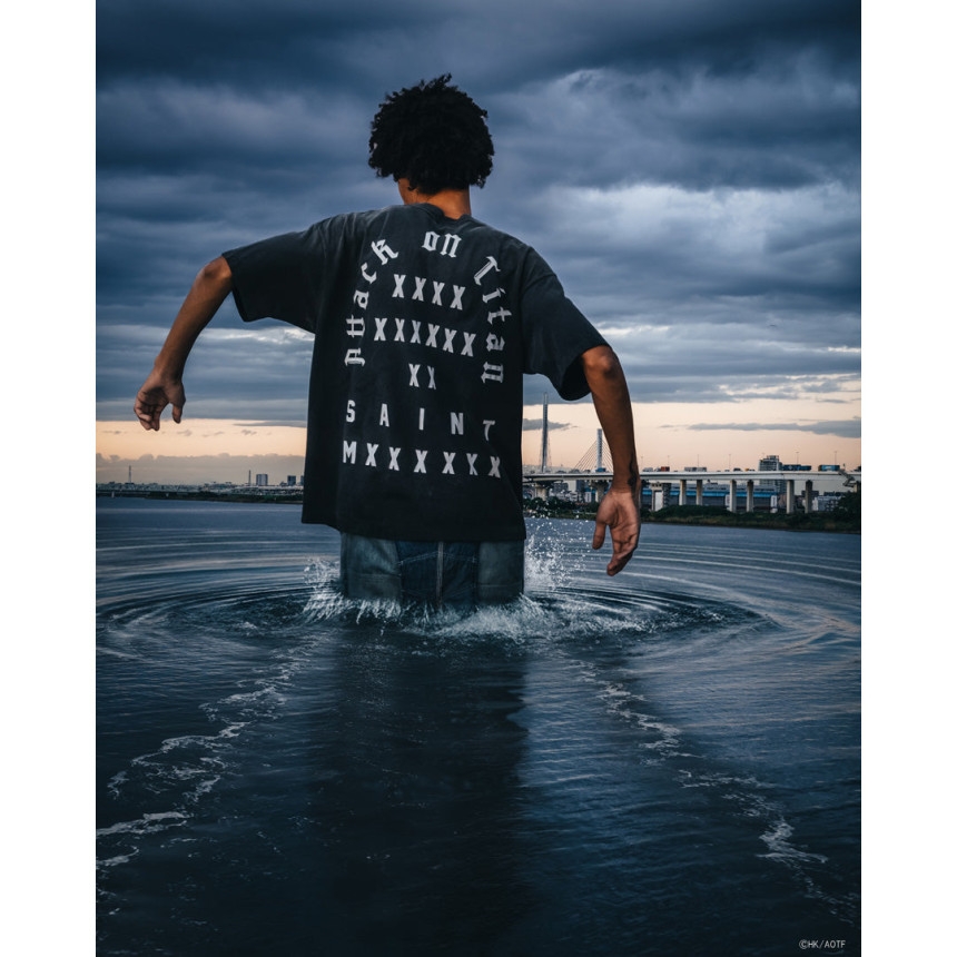 Saint Mxxxxxx x Attack On Titan S/S T-Shirt Black - 26SS 착용 스타일 - 3
