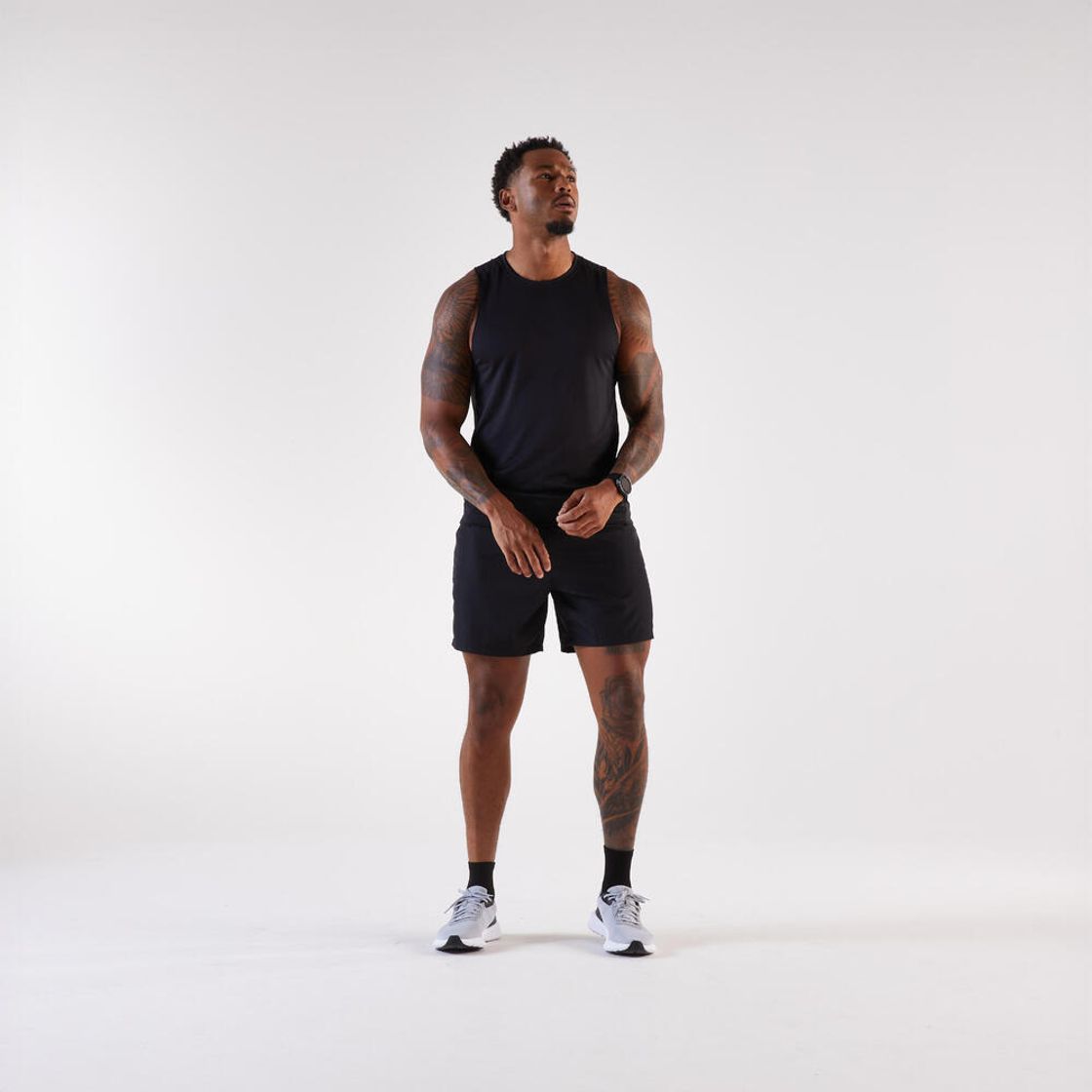데카트론 남성 러닝 싱글렛 런 100 스모크 블랙(DECATHLON Men's Running Singlet Run 100 Smoke Black) - 2