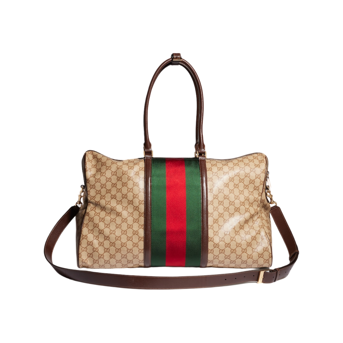 구찌 웹 미디움 GG 더플백 샌드 다크 브라운(Gucci Web Medium GG Duffle Bag Sand Dark Brown) - 1