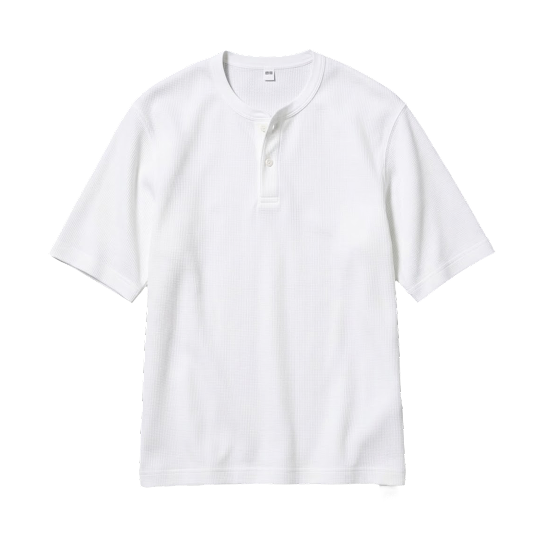 483924-00 Uniqlo Dry Waffle Henley T-Shirt White - JP