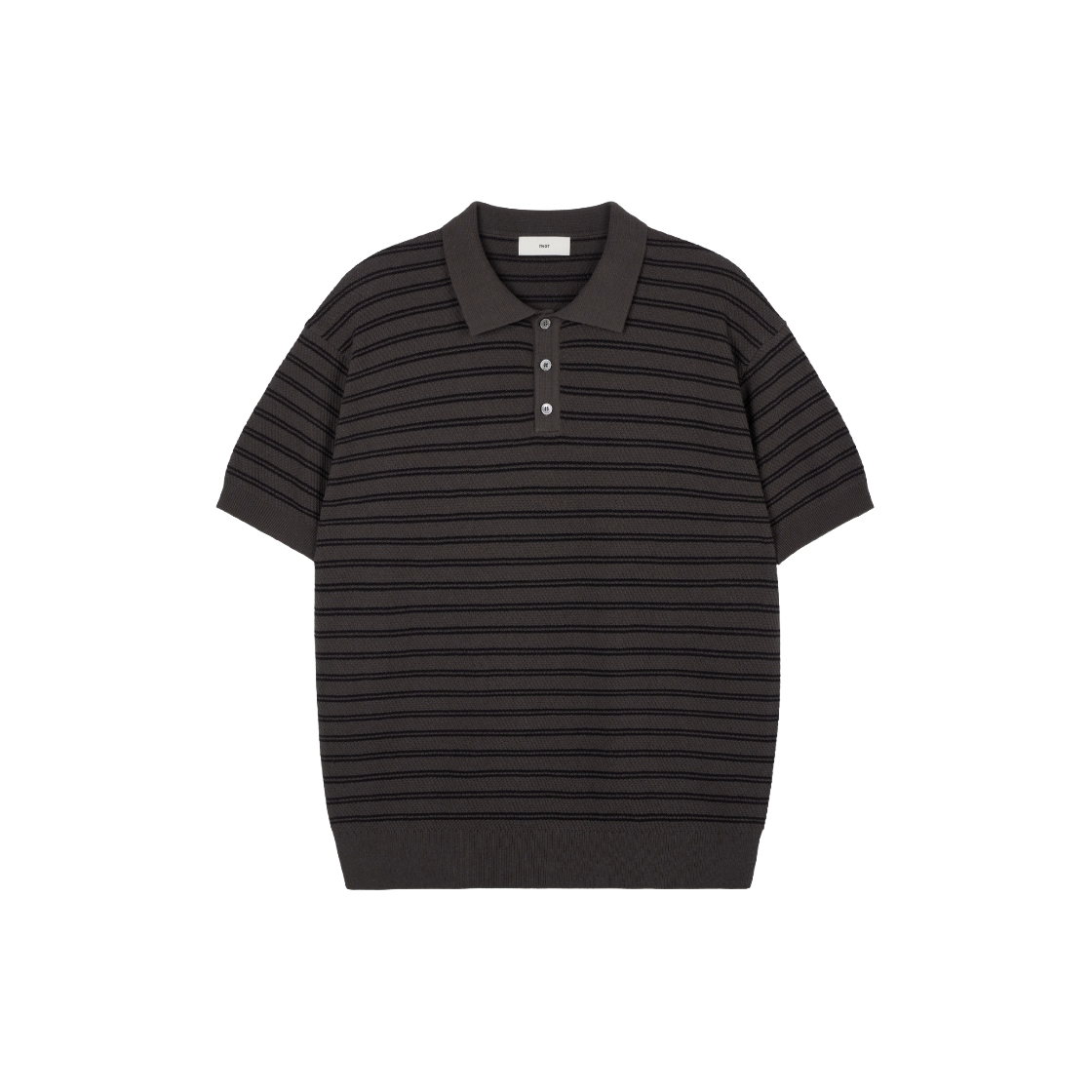티엔지티 우먼 스트라이프 폴로 워셔블 니트 그레이시브라운(TNGT W Striped Polo Washable Knit Greyish Brown)