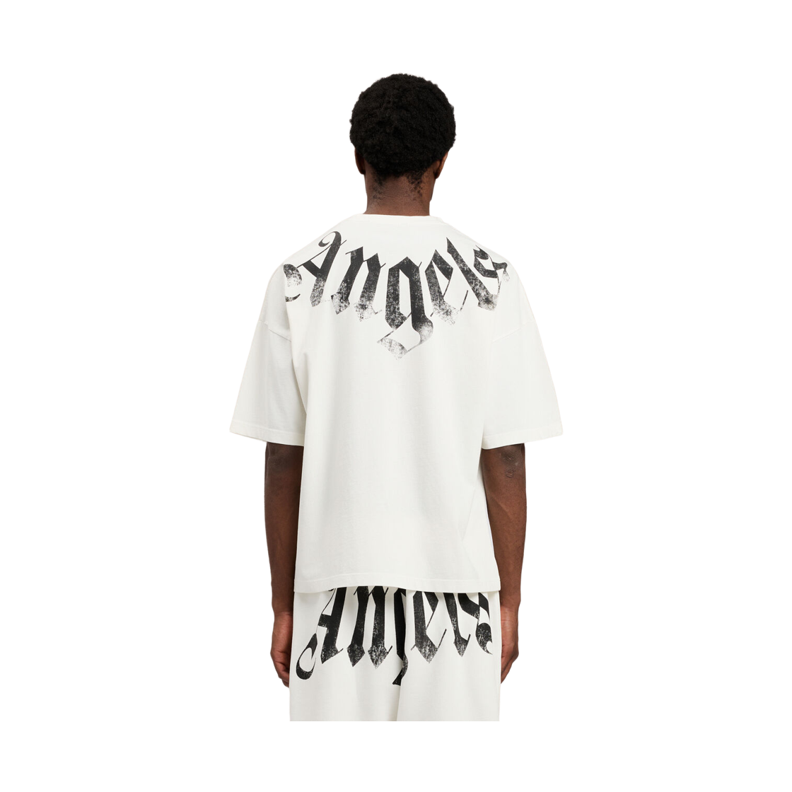 팜엔젤스 빅 넥 로고 루즈 티셔츠 - 화이트 블랙(Palm Angels Big Neck Logo Loose Tee - Off White Black) - 4