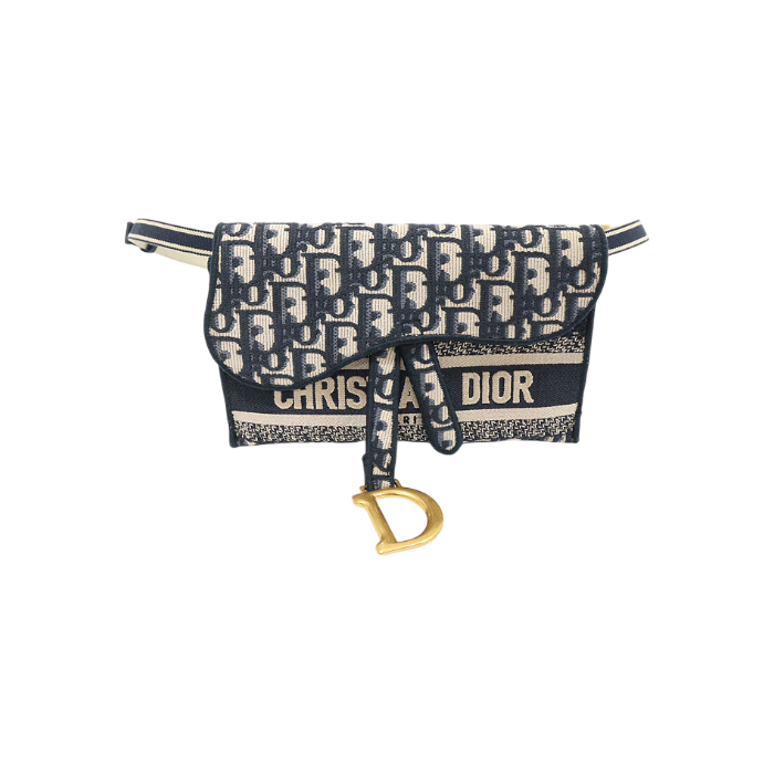 ITHEH6EEL7MM Dior Blue Oblique Jacquard Saddle Pouch Belt Bag Crossbody
