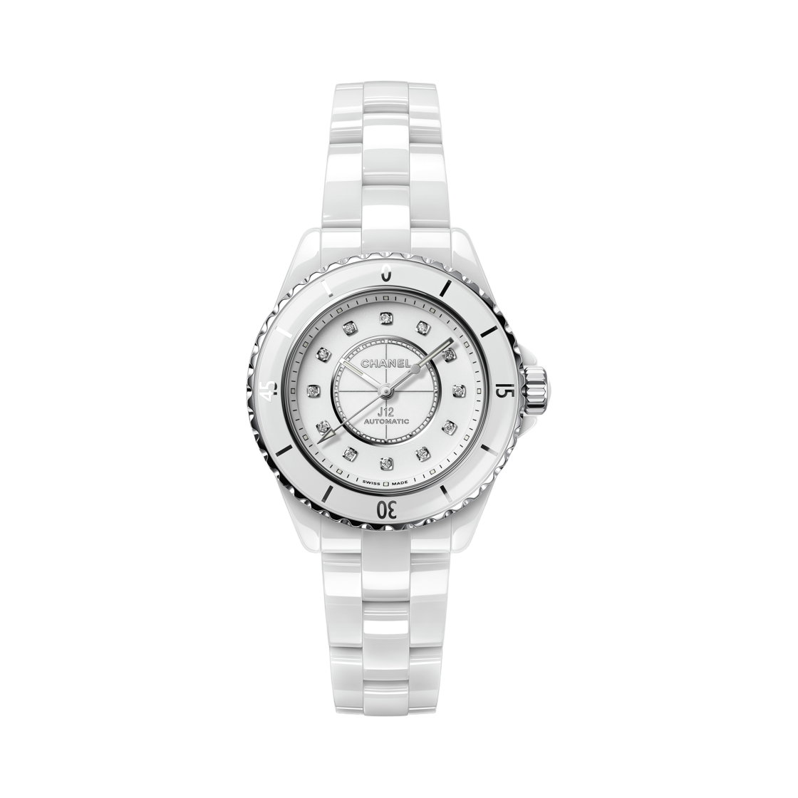 샤넬 J12 워치 칼리버 12.2 33mm 화이트 세라믹 스틸 다이아몬드(Chanel J12 Watch Caliber 12.2 33mm White Ceramic Steel Diamonds) - 1