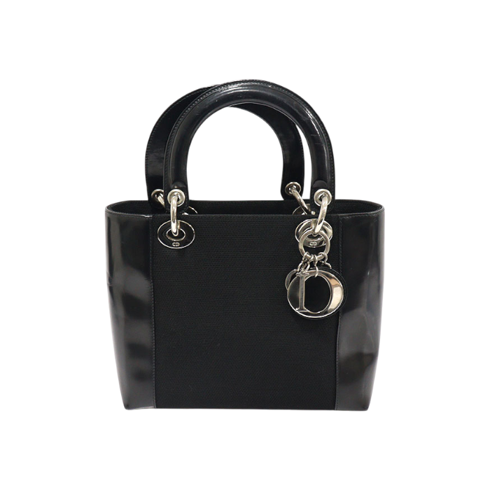 디올 블랙 캔버스 레더 빈티지 레이디 디올 미듐 토트백(Dior Black Canvas Leather Vintage Lady Dior Medium Tote Bag) - 1