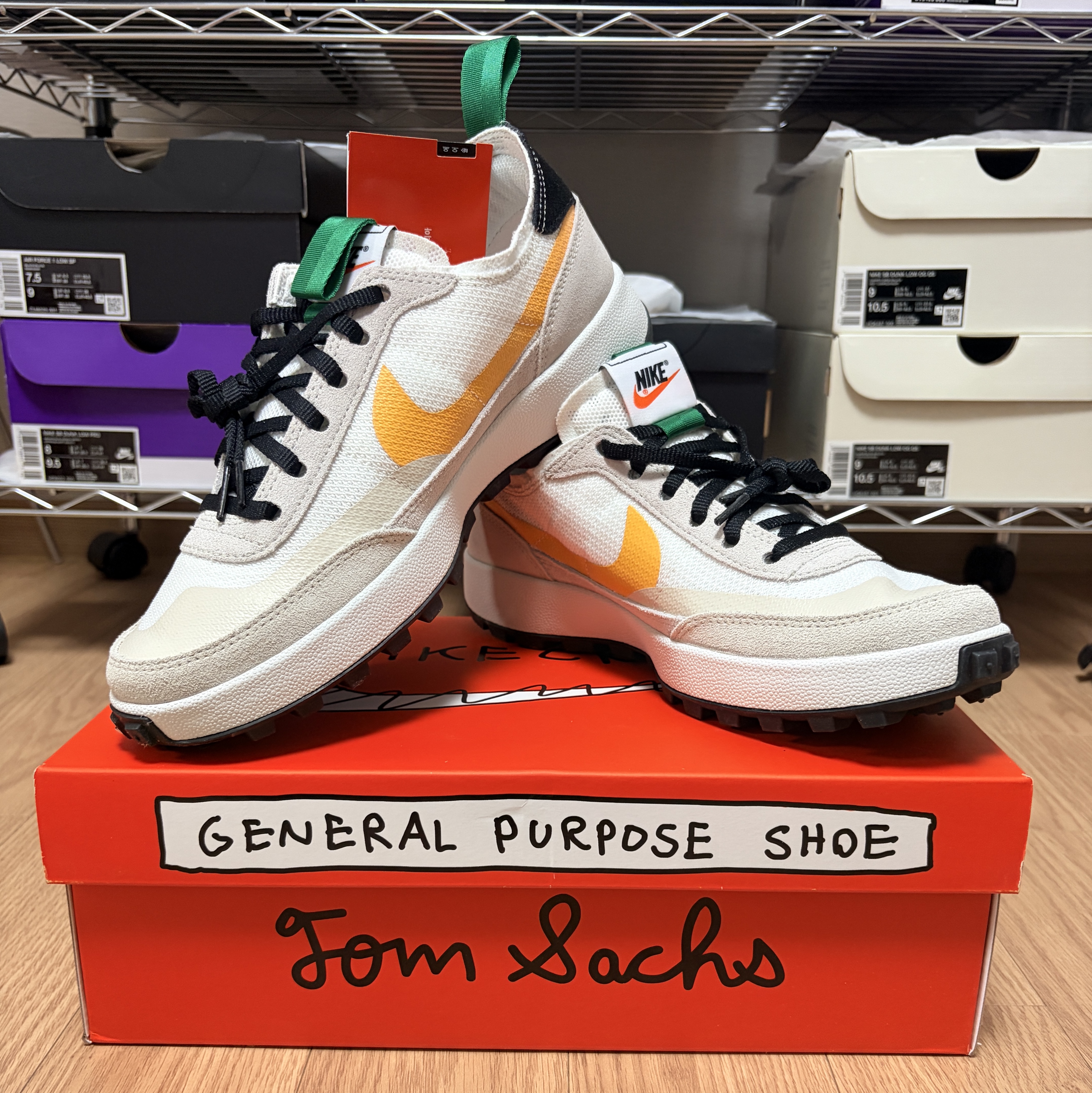 Nike x Tom Sachs General Purpose Shoe Pine Green University Gold 착용 스타일