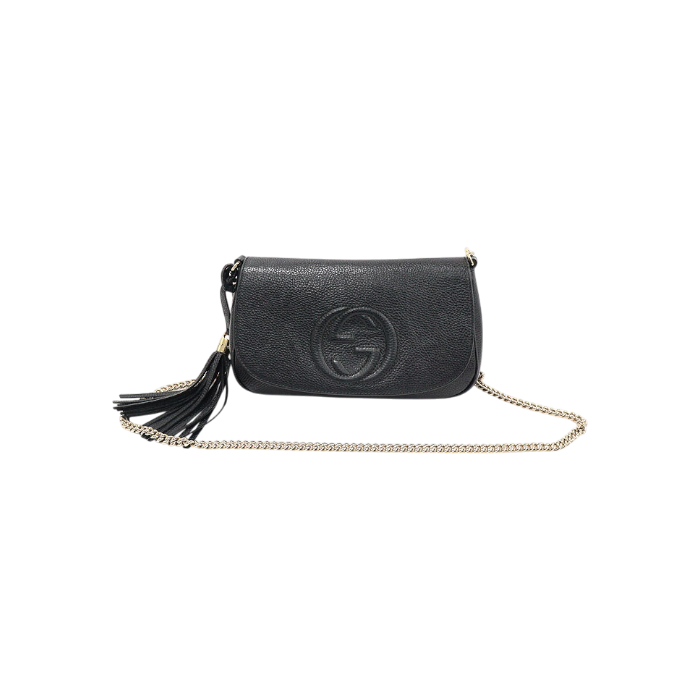 구찌 536224 블랙 레더 소호 테슬 체인 크로스백(Gucci 536224 Black Leather Soho Tassel Chain Crossbody Bag) - 1