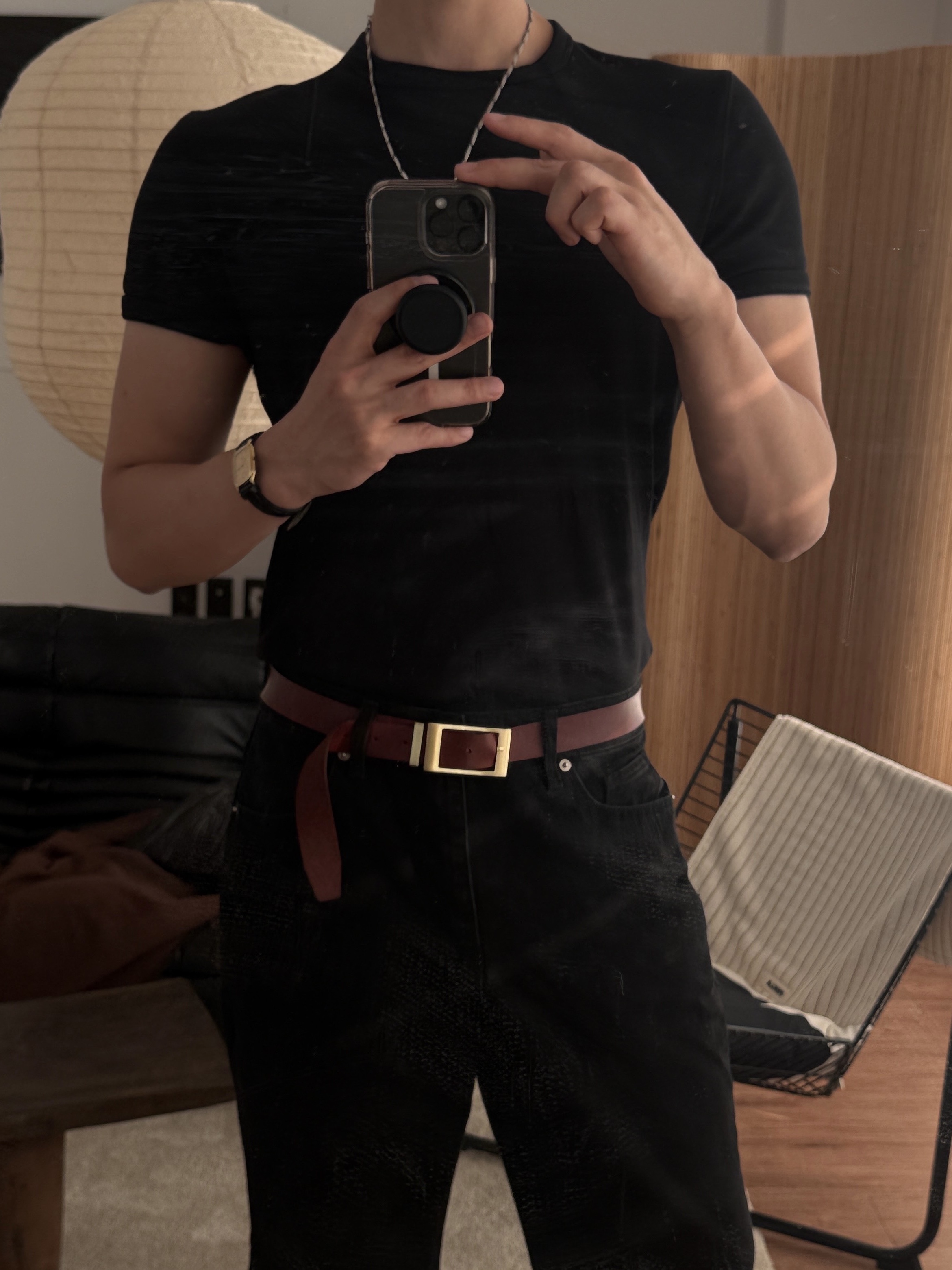 noun Oil Pull up Leather Belt 착용 스타일 - 1