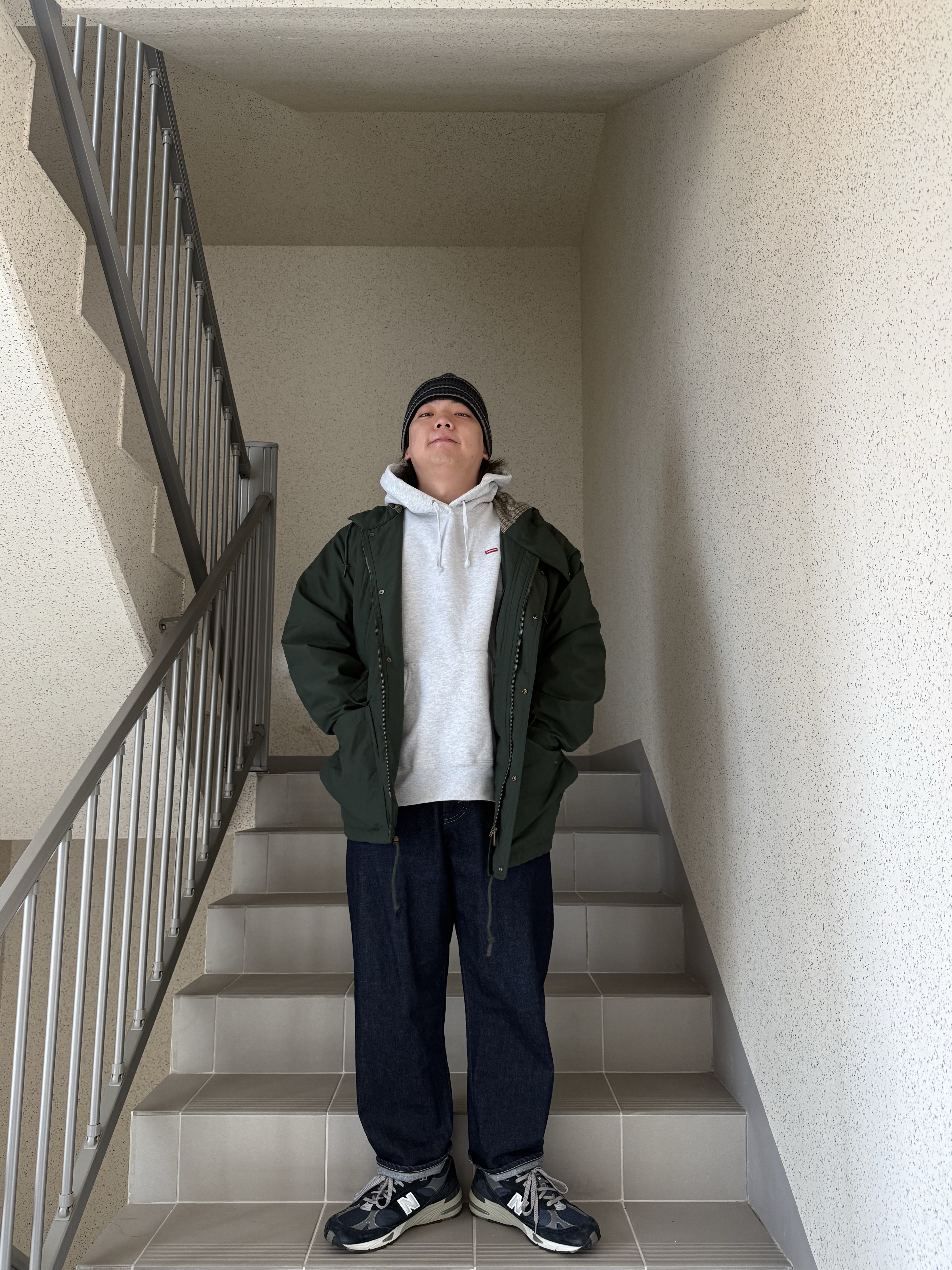 New Balance 991 Made in UK Navy 착용 스타일 - 5