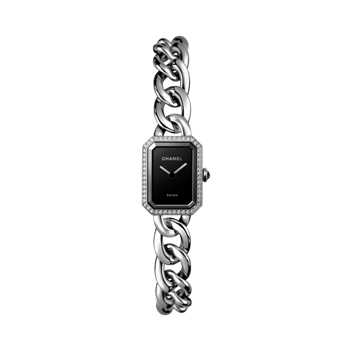 샤넬 프리미에르 구르메트 체인 워치 스틸 다이아몬드 블랙(Chanel Premiere Gourmette Chain Watch Steel Diamonds Black)