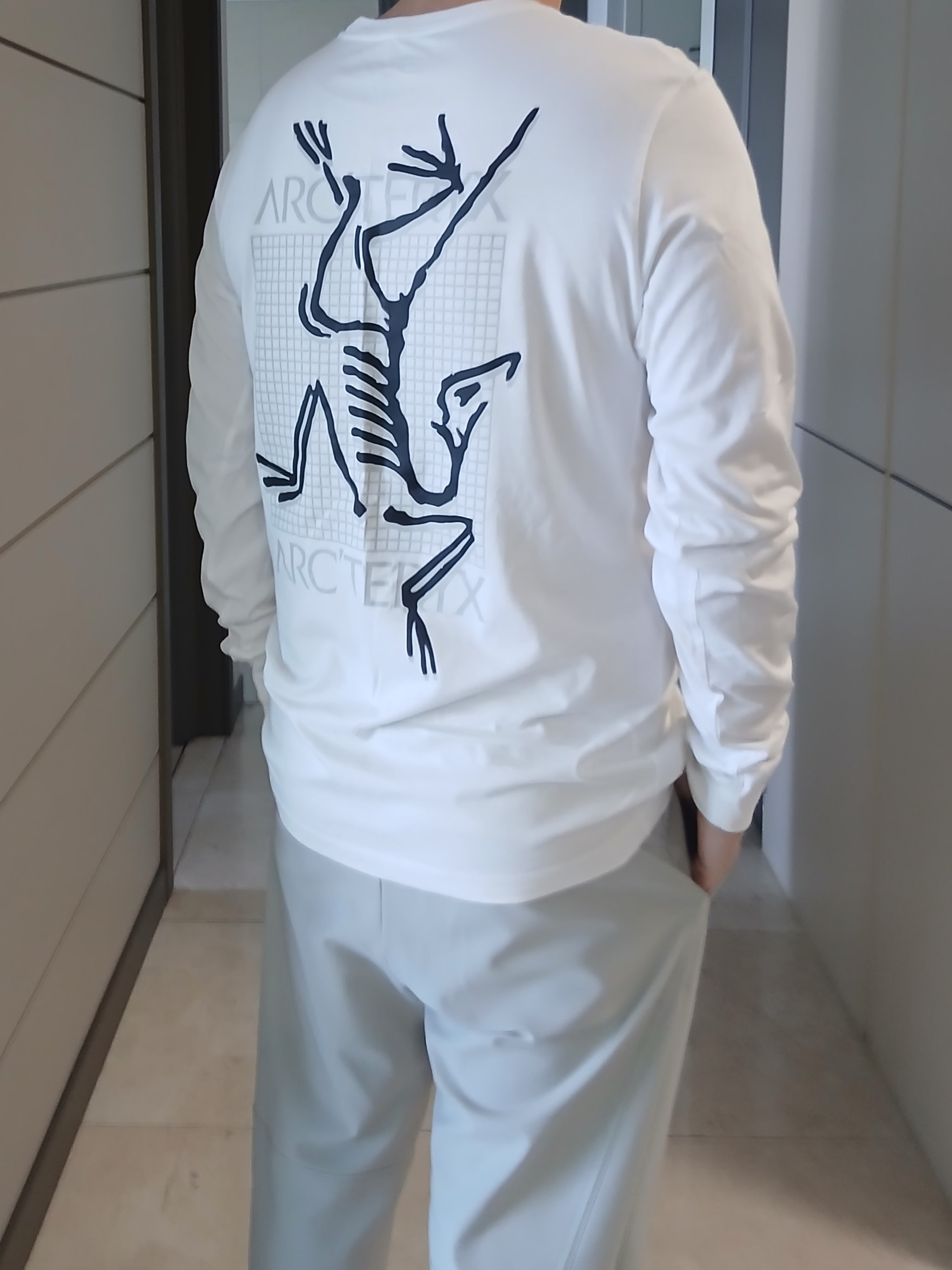 Arc'teryx Arc'Multi Bird Logo LS T-Shirt White Light 착용 스타일 - 6