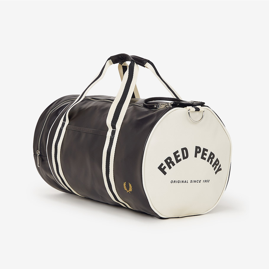 프레드페리 클래식 배럴 백 블랙 에크루(Fred Perry Classic Barrel Bag Black Ecru) - 5