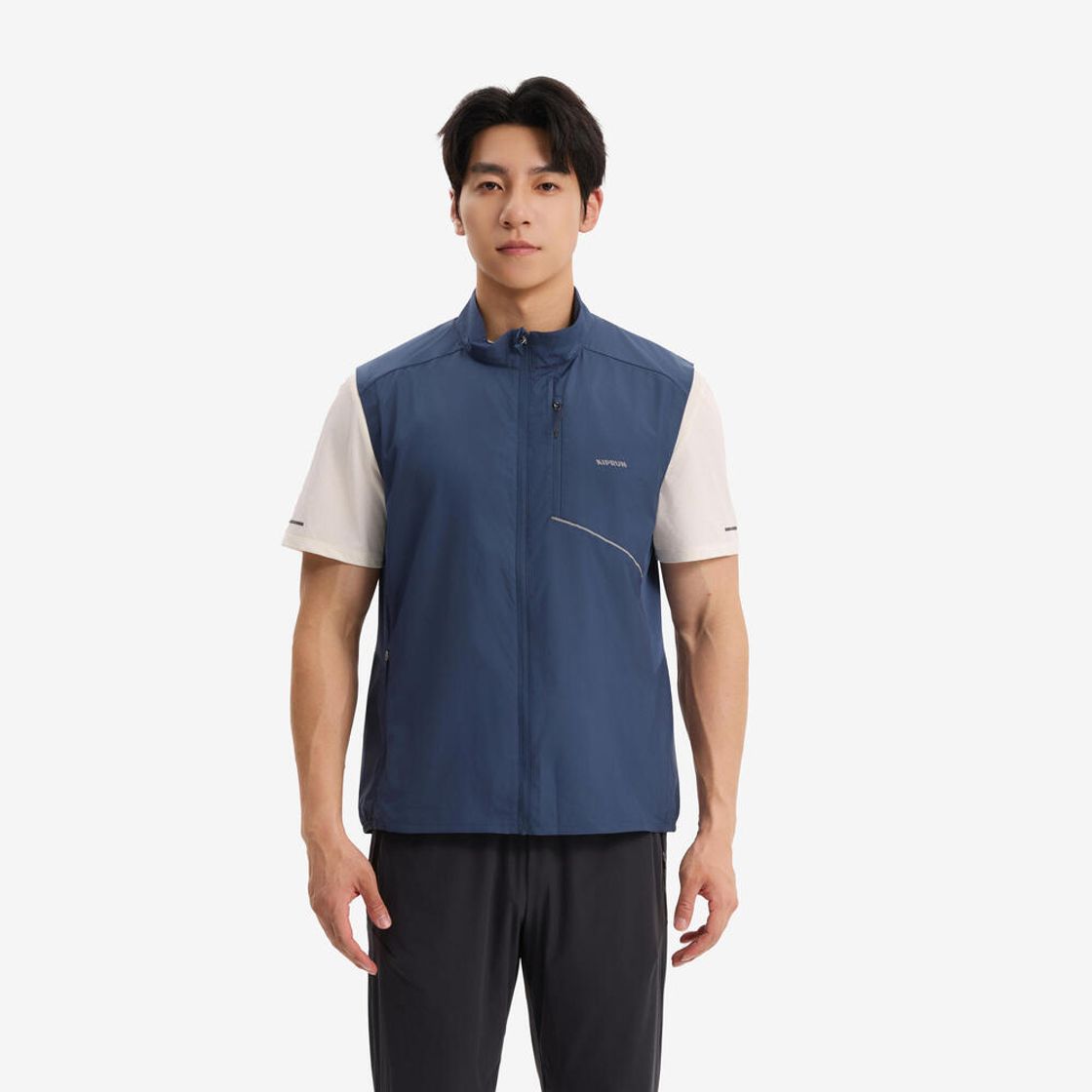 데카트론 남성 러닝 윈드 베스트 런 500 어비스 블루(DECATHLON Men's Running Wind Vest Run 500 Abyss Blue) - 2
