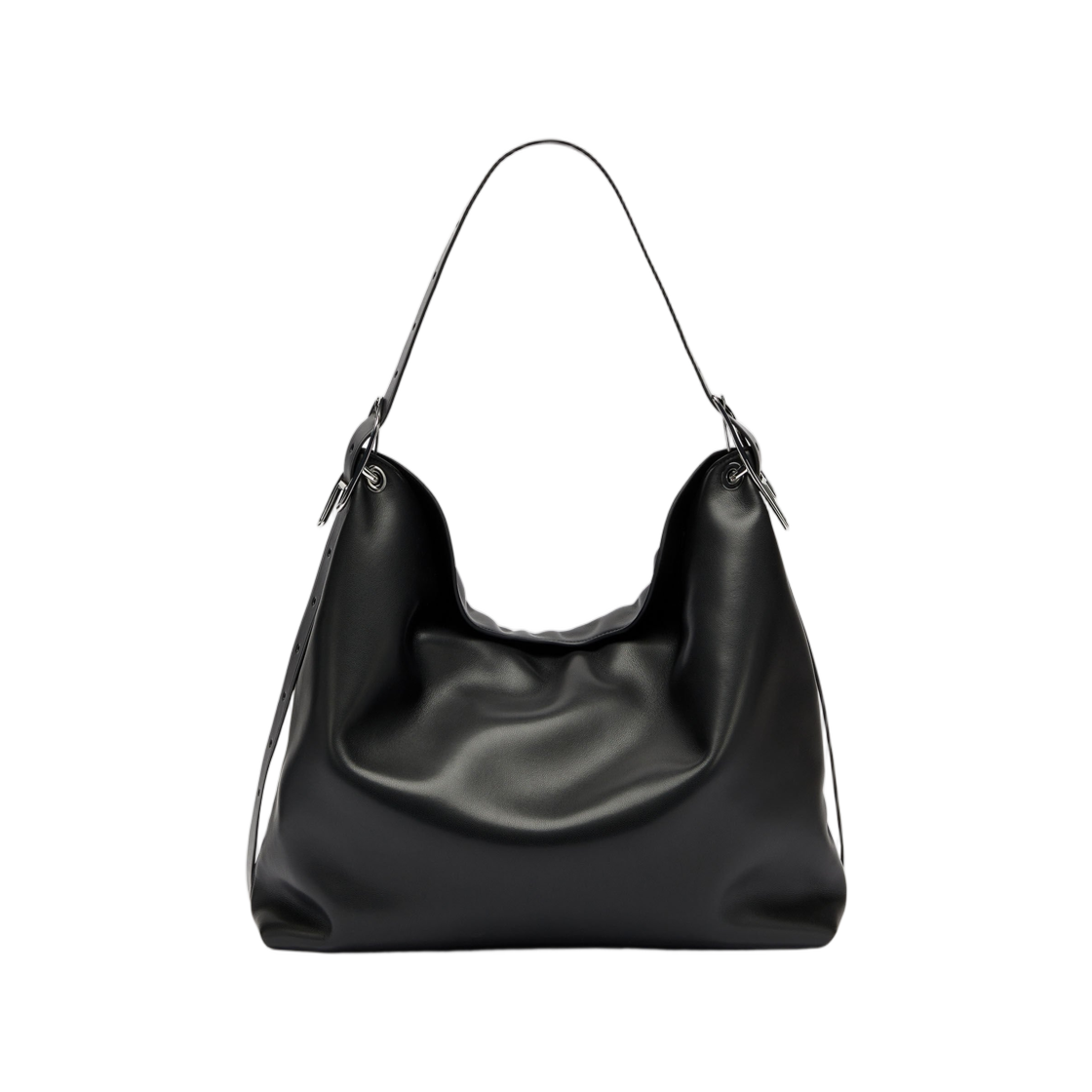 X10728P9074-T8013 Diesel D-Line-Leather Hobo Bag Black