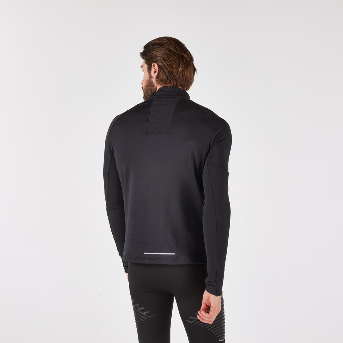 데카트론 남성 하프집 러닝 긴팔 티 런 웜 500 스모크 블랙(DECATHLON Men's Half-Zip Running Long-Sleeved T-Shirt Run Warm 500 Smoke Black) - 2