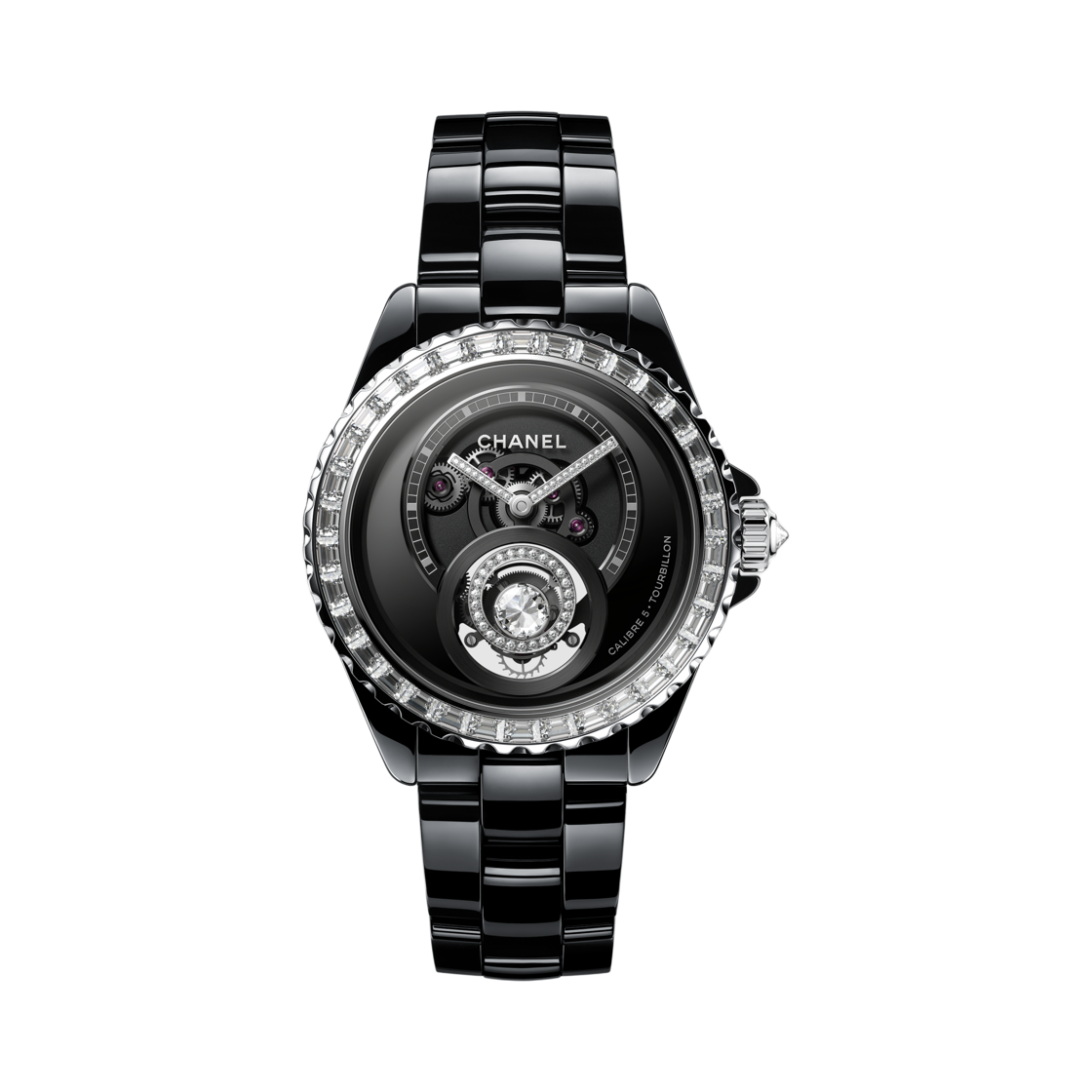 샤넬 J12 다이아몬드 뚜르비옹 워치 칼리버 5 38mm 블랙 세라믹 다이아몬드(Chanel J12 Diamond Tourbillon Watch Caliber 5 38mm Black Ceramic Diamonds)