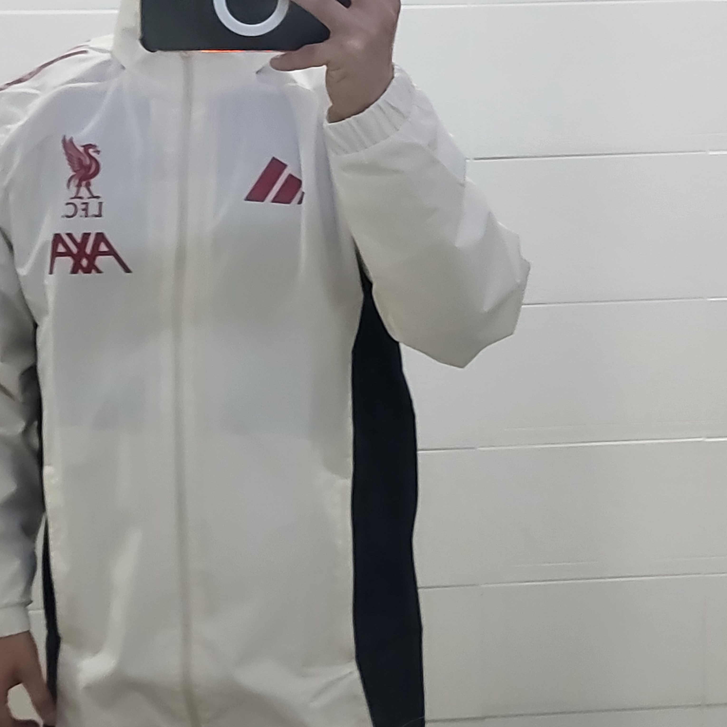 Adidas Liverpool FC Tiro 25 Competition All Weather Jacket Wonder White - KR Sizing 착용 스타일