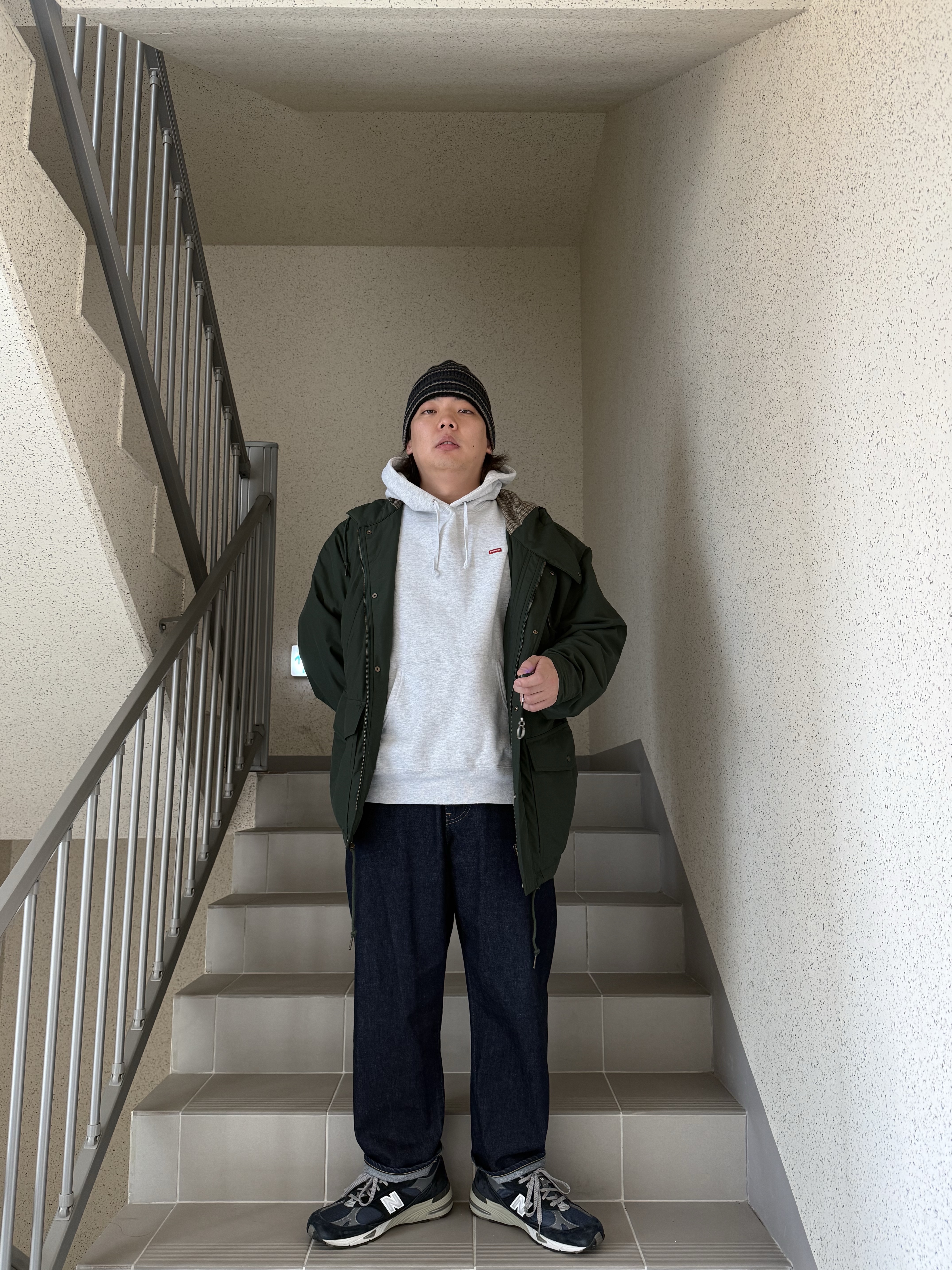 New Balance 991 Made in UK Navy 착용 스타일 - 4