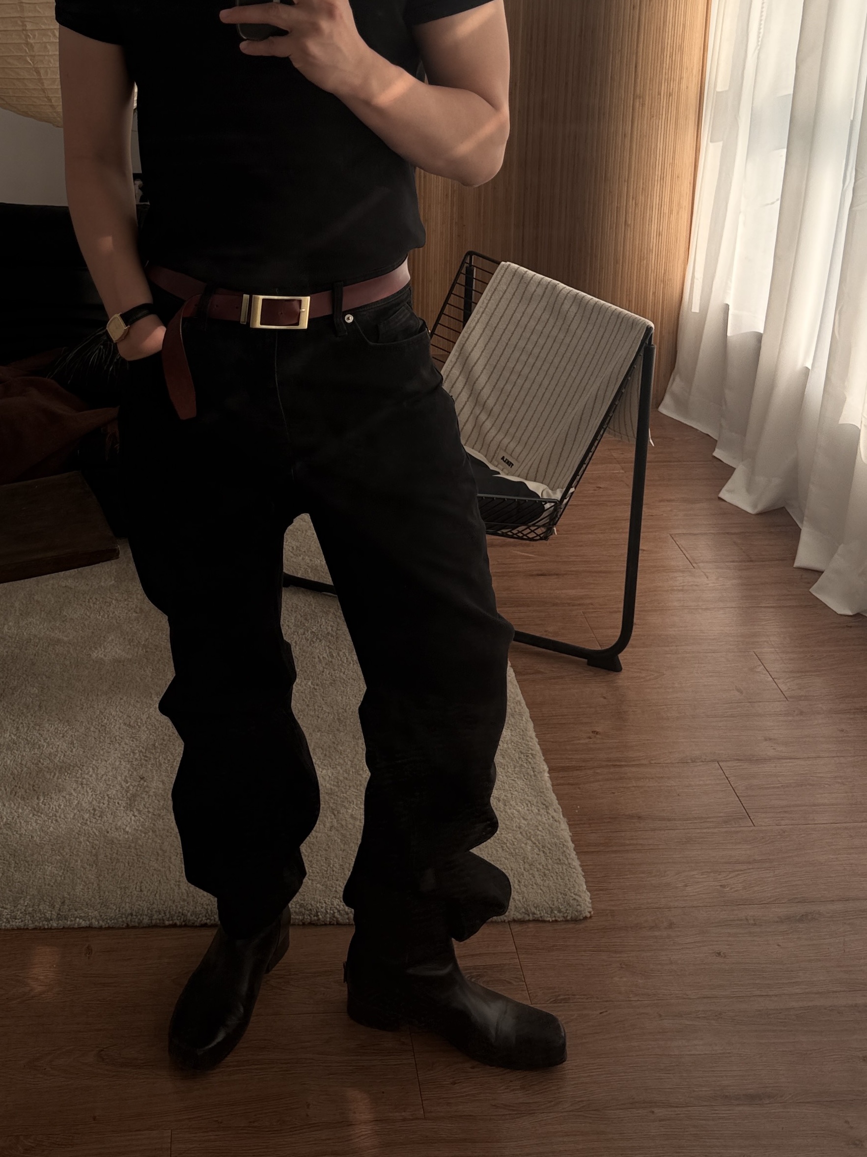 noun Oil Pull up Leather Belt 착용 스타일 - 3